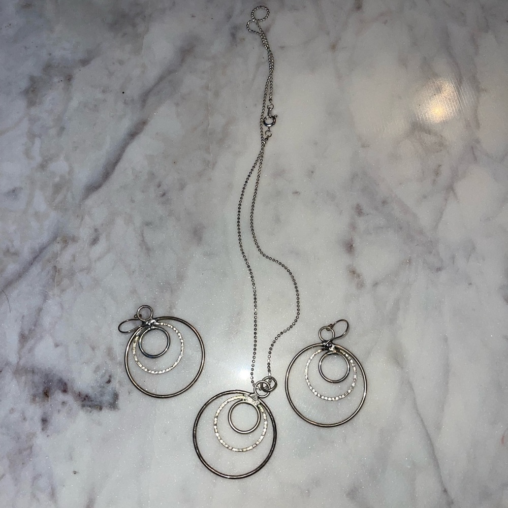 silver earrings and necklace set